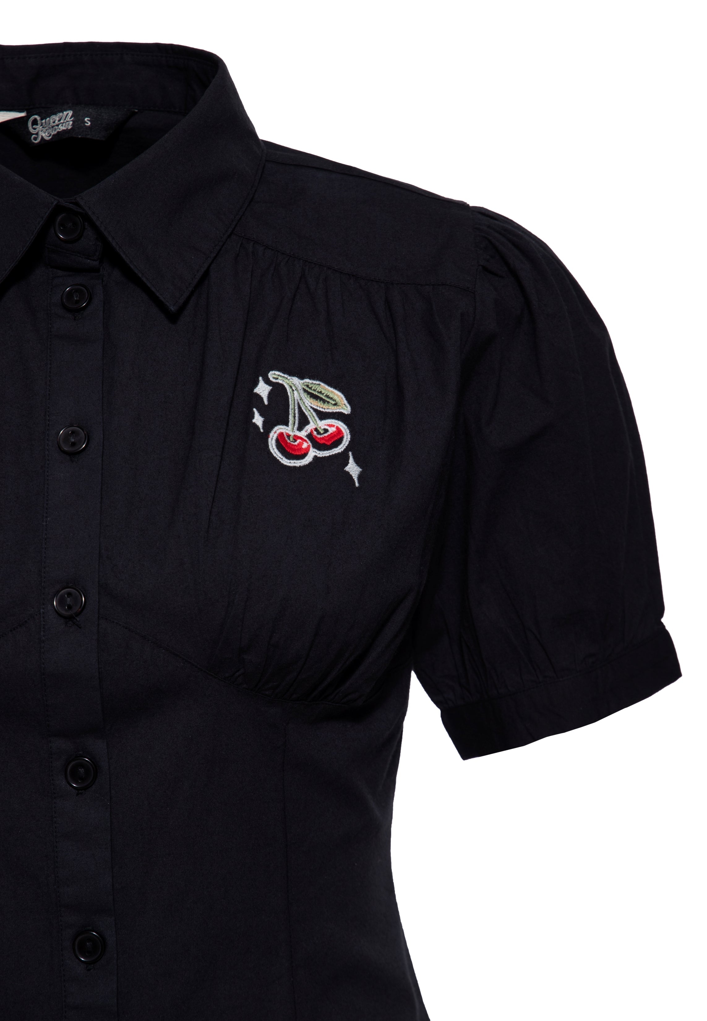 Bluse 'Cherry' in Schwarz Hemdblusen von Queen Kerosin