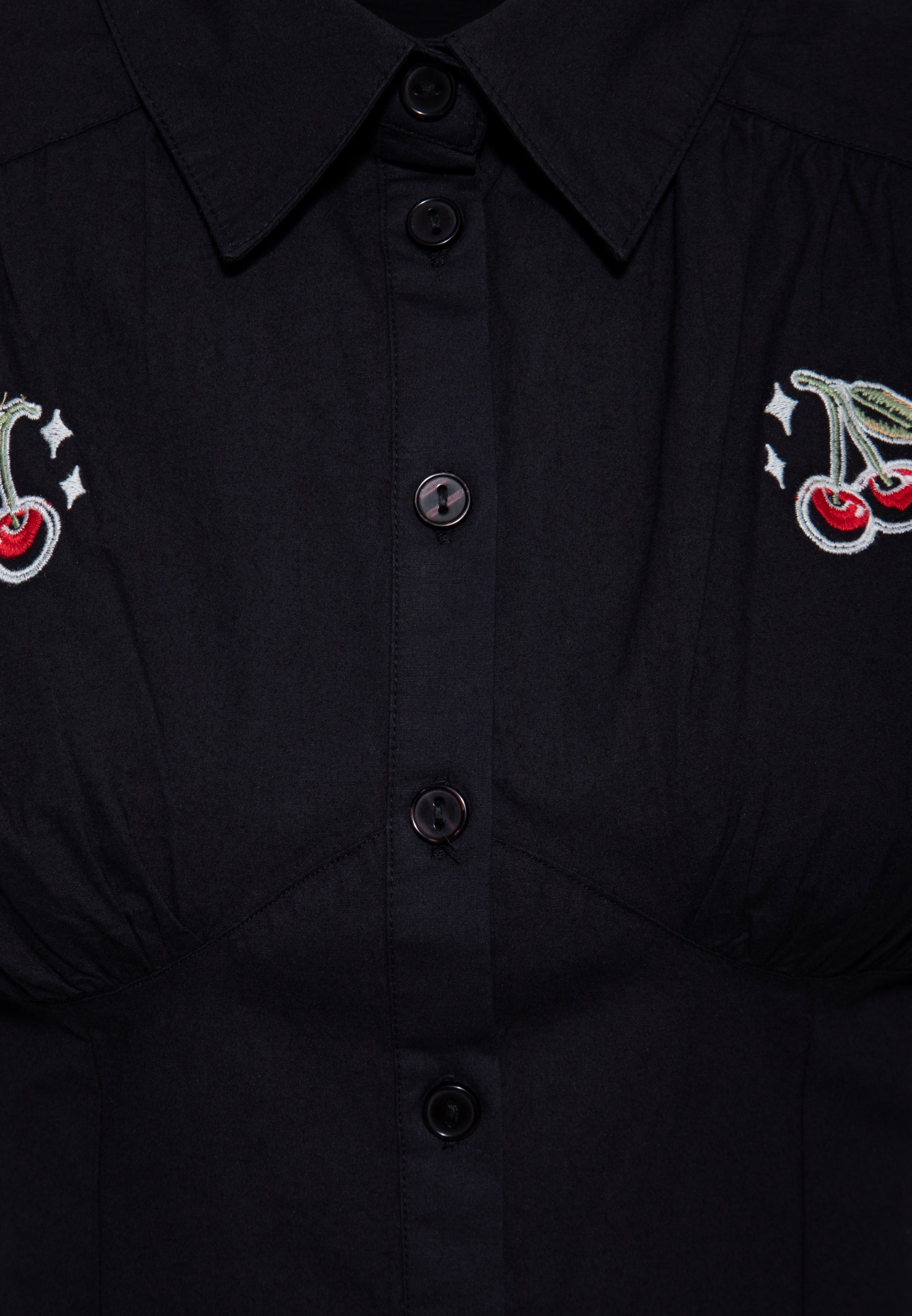 Bluse 'Cherry' in Schwarz Hemdblusen von Queen Kerosin