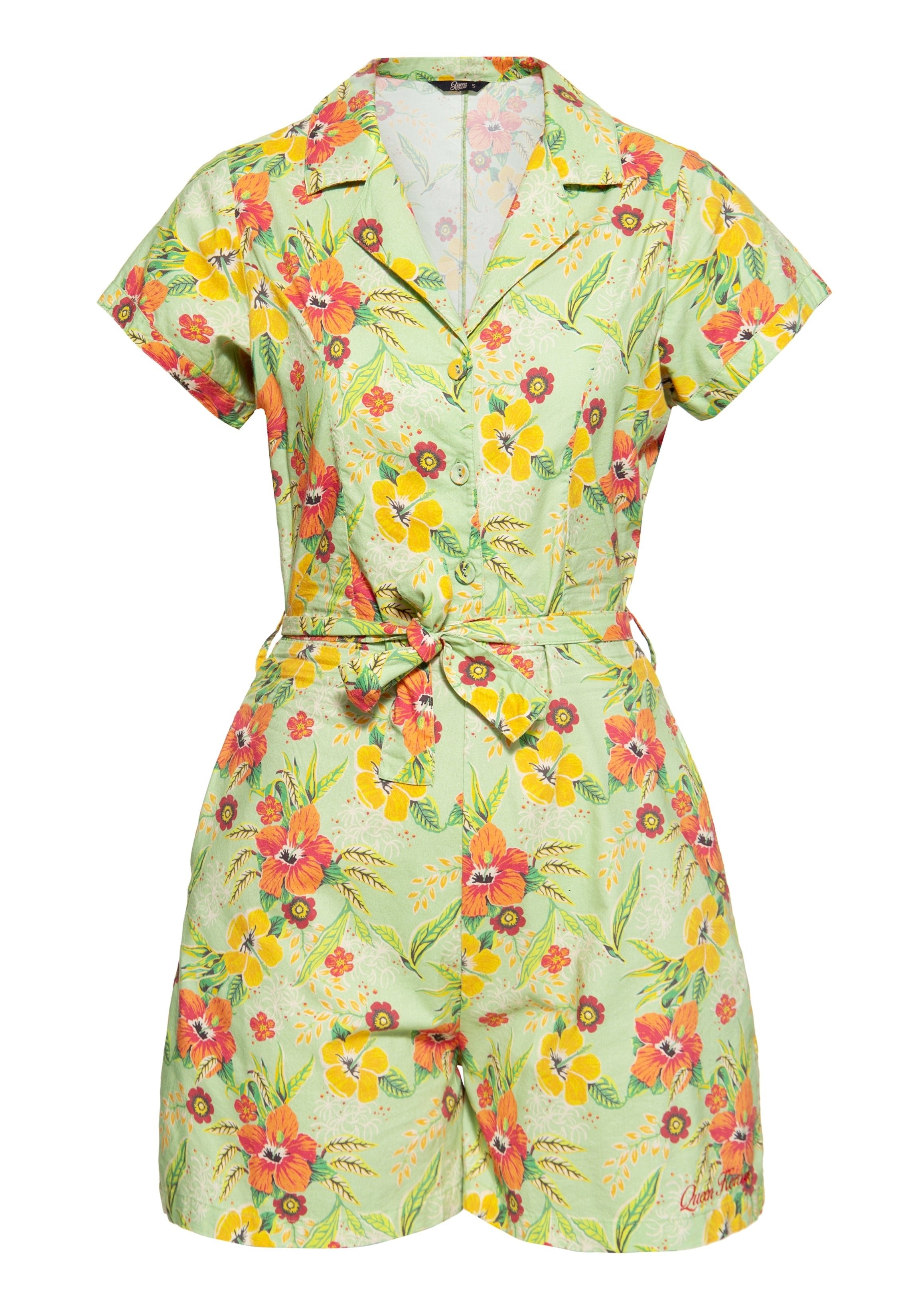 Blusen Jumpsuit «Hibiscus Mint» Jumpsuits von Queen Kerosin