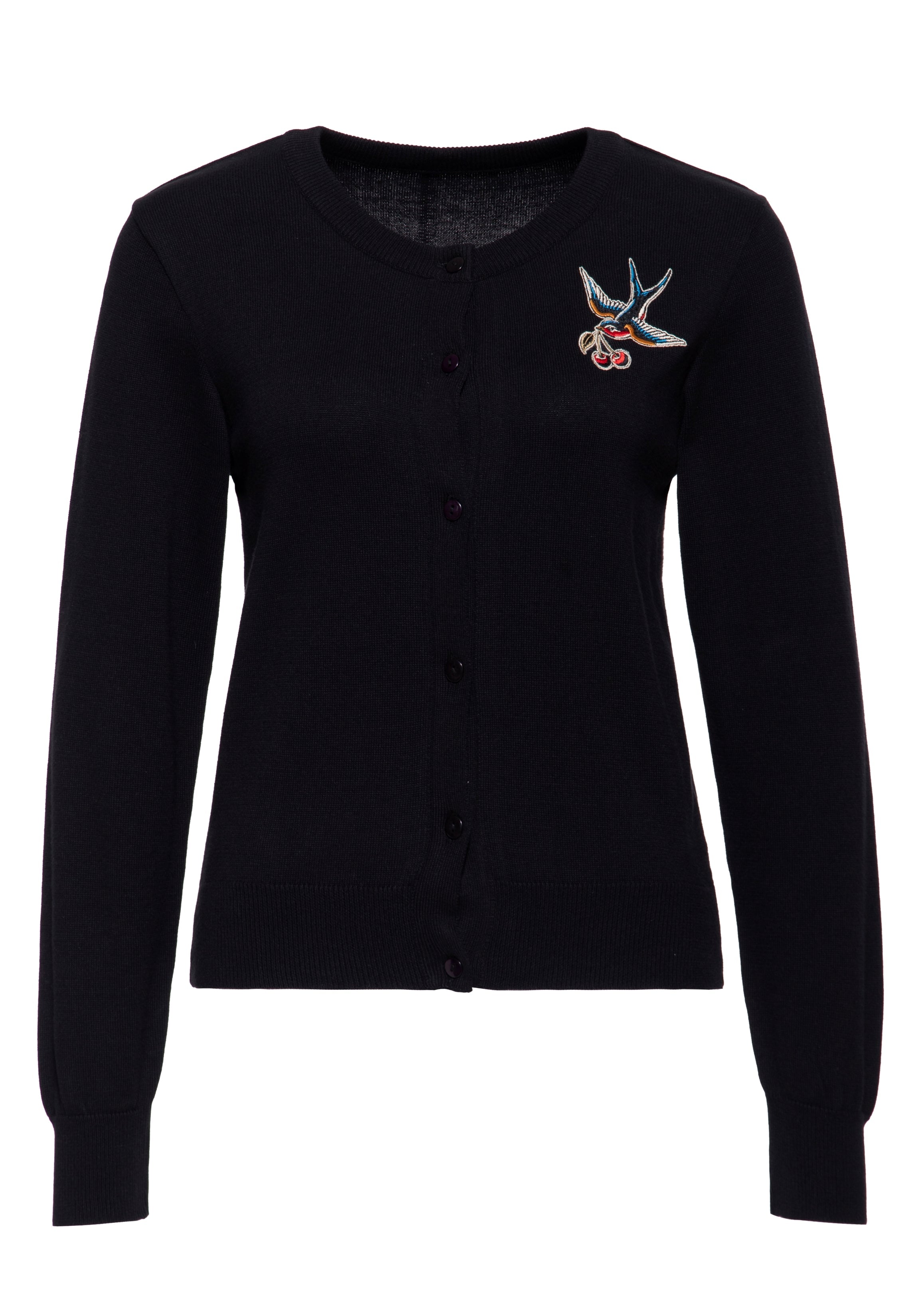 Cardigan 'Swallow and Cherry' in Schwarz Cardigan von Queen Kerosin