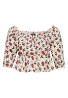 Carmen - Top 'Cherries & Roses' in Beige Blusen von Queen Kerosin