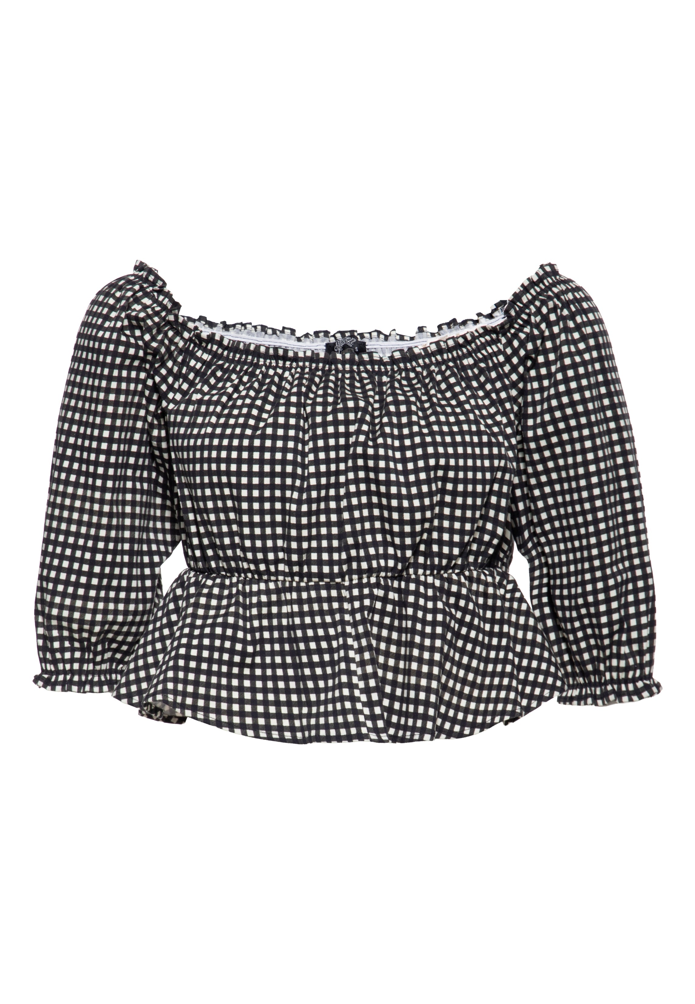 Carmen - Top in Kariert Schwarz Blusen von Queen Kerosin