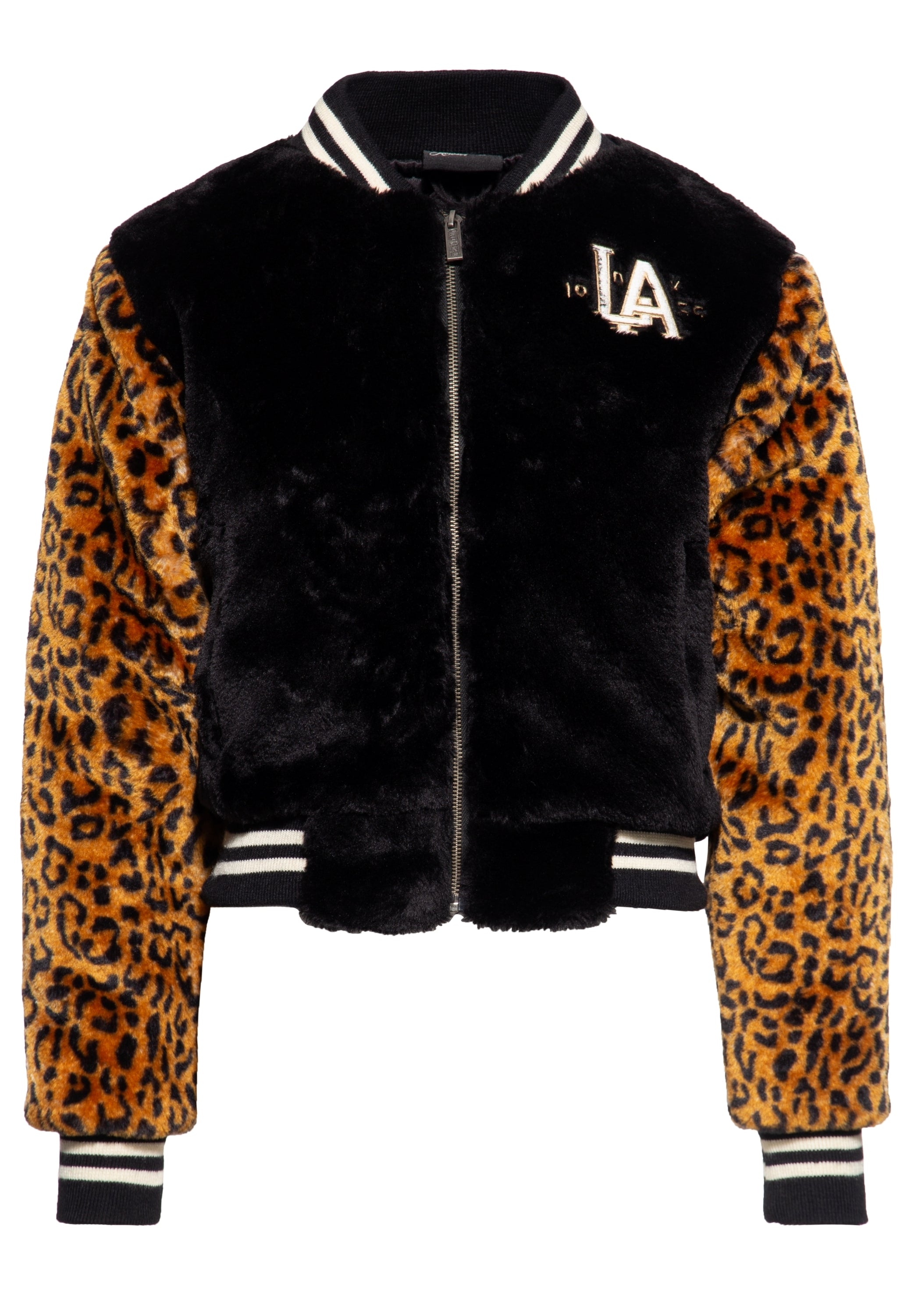 Queen Kerosin - College Fake-Fur-Jacke «L.A. 55»