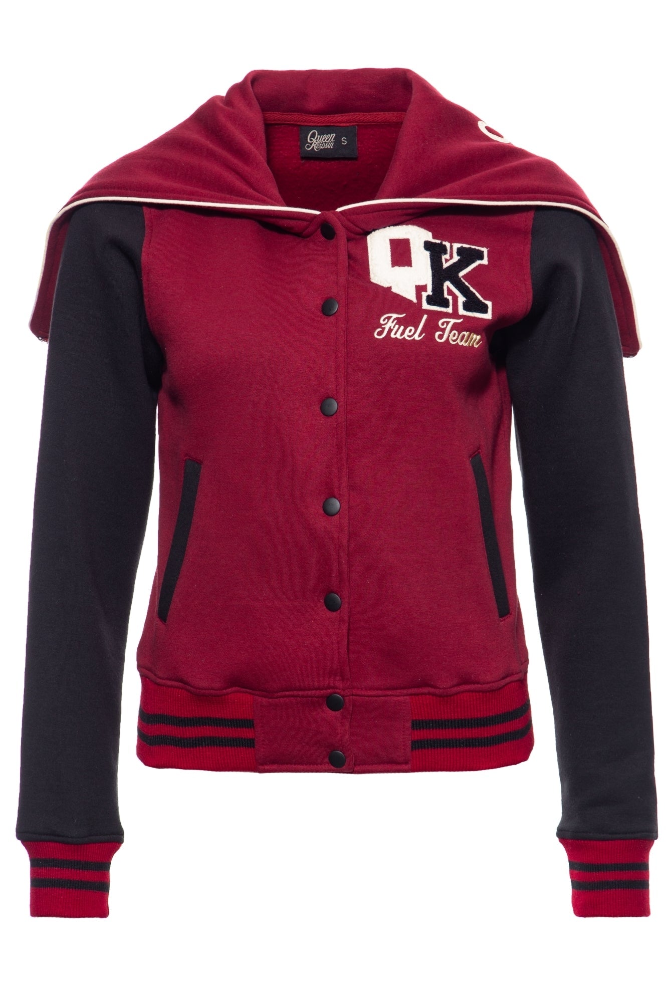 Queen Kerosin - College Sweatjacke mit funktionaler Kapuze «Queens Fuel Team»