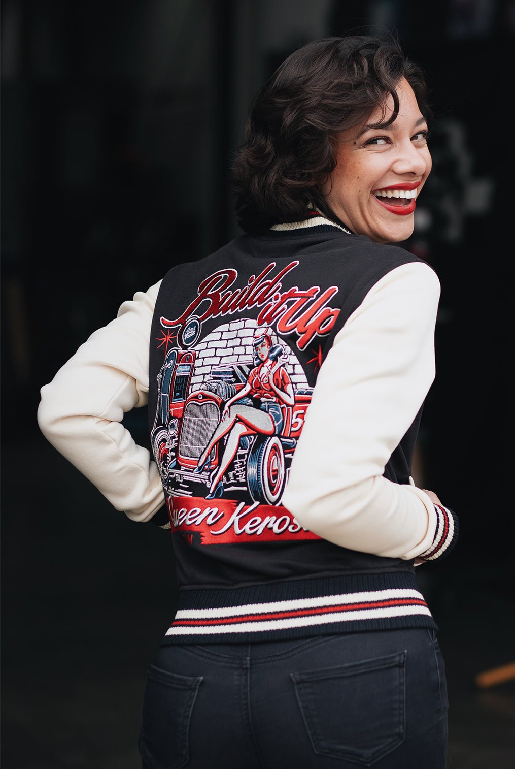 Collegejacke 'Build it up' in Schwarz College & Baseball Jacken von Queen Kerosin