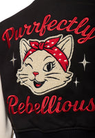 Collegejacke 'Purrfectly Rebellious' in Schwarz – College & Baseball Jacken von Queen Kerosin - Ansicht 5