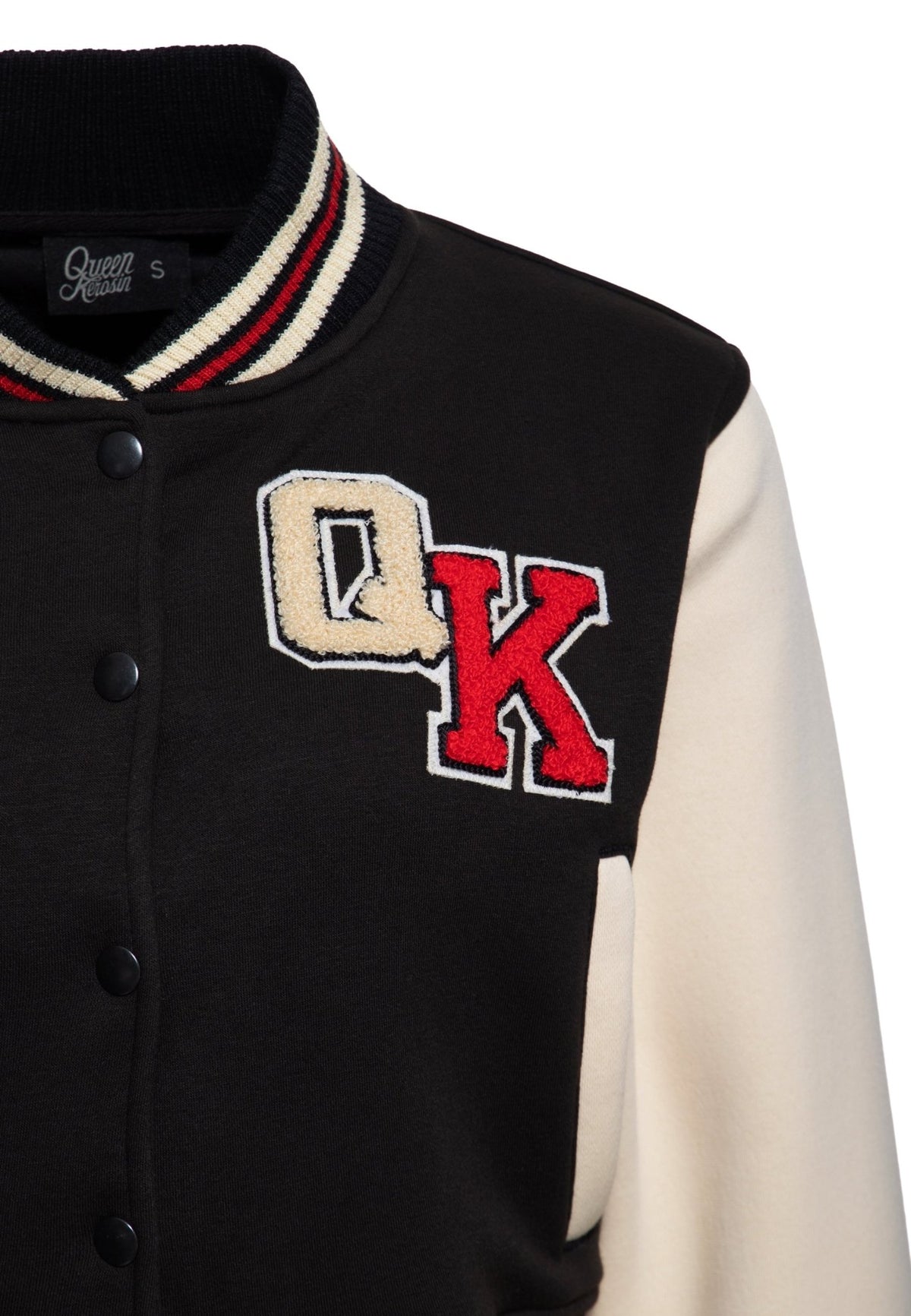 Collegejacke 'Purrfectly Rebellious' in Schwarz – College & Baseball Jacken von Queen Kerosin - Ansicht 3