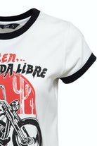 Queen Kerosin - Contrast Shirt im Loose Fit mit Frontprint «Rueda Libre»