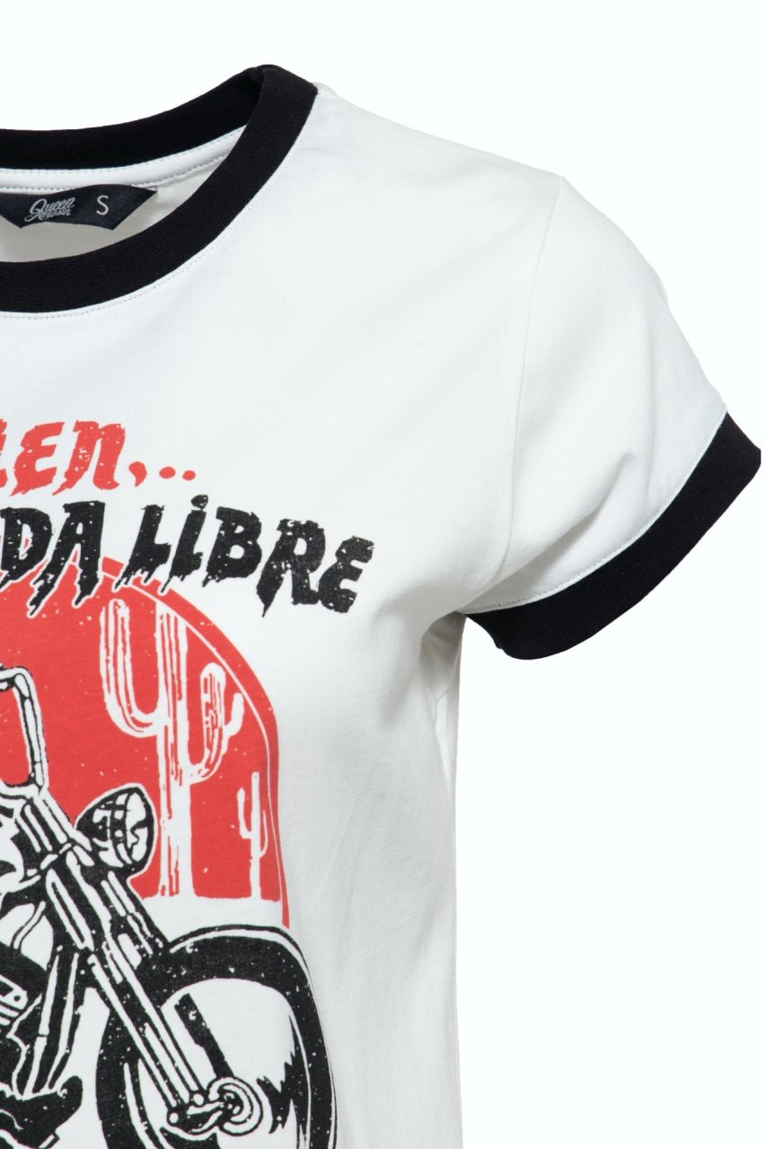 Queen Kerosin - Contrast Shirt im Loose Fit mit Frontprint «Rueda Libre»