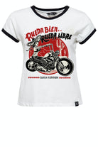 Queen Kerosin - Contrast Shirt im Loose Fit mit Frontprint «Rueda Libre»