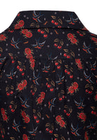Cropped Hawaiibluse 'Cherries & Roses' in Schwarz Blusen von Queen Kerosin