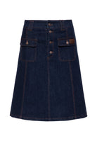 Damen Denim A-Linie Rock "Mae" in Dark Blue Wash – Denim Rock von Queen Kerosin - Ansicht 1