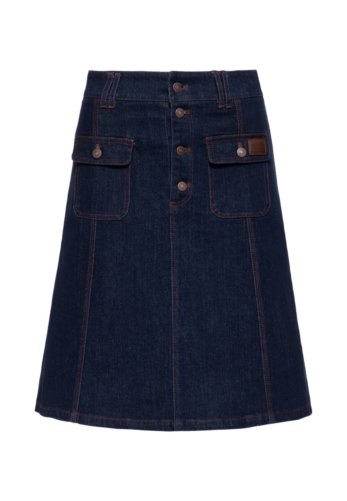 Damen Denim A-Linie Rock "Mae" in Dark Blue Wash – Denim Rock von Queen Kerosin - Ansicht 1