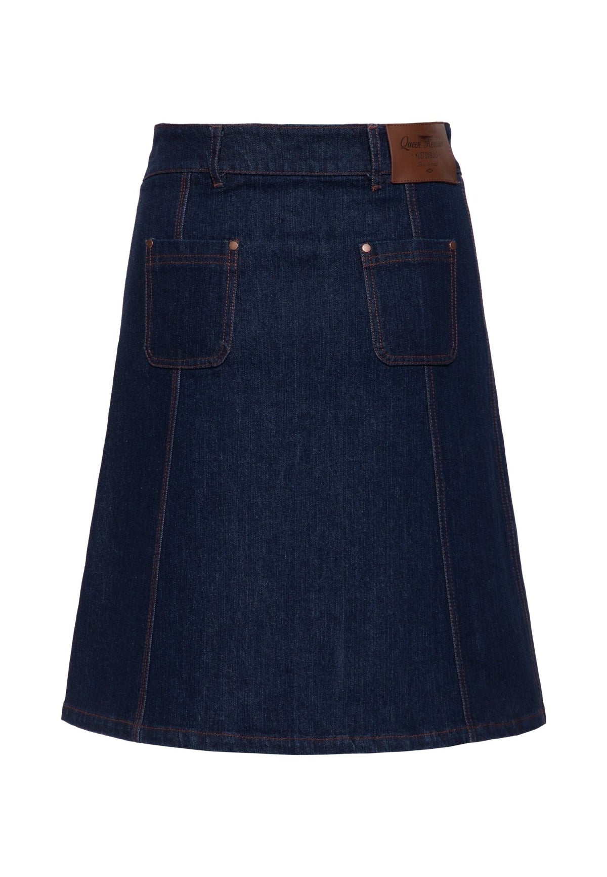 Damen Denim A-Linie Rock "Mae" in Dark Blue Wash – Denim Rock von Queen Kerosin - Ansicht 2