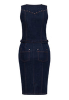 Damen Denim Pencilkleid "Ruby" in Dark Blue Wash – Pencilkleid von Queen Kerosin - Ansicht 2