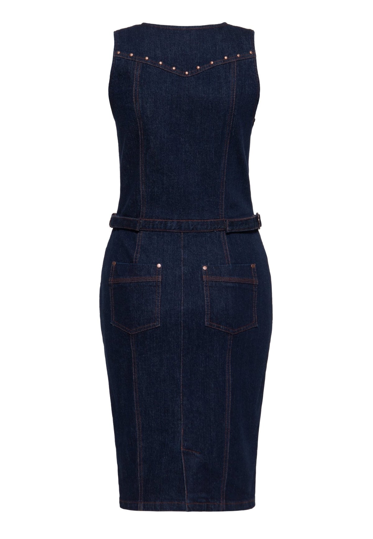 Damen Denim Pencilkleid "Ruby" in Dark Blue Wash – Pencilkleid von Queen Kerosin - Ansicht 2