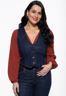 Damen Denim Weste "Ruby" in Dark Blue Wash – Jeans Weste von Queen Kerosin - Ansicht 2