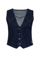 Damen Denim Weste "Ruby" in Dark Blue Wash – Jeans Weste von Queen Kerosin - Ansicht 1