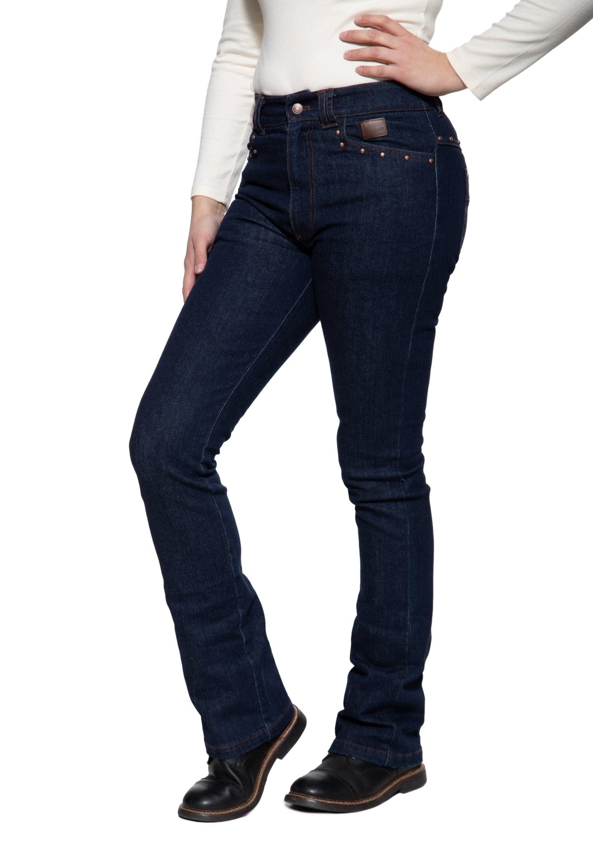 Damen Hose Bootcut Jeans "Ruby" in Dark Blue Wash – Hose von Queen Kerosin - Ansicht 2