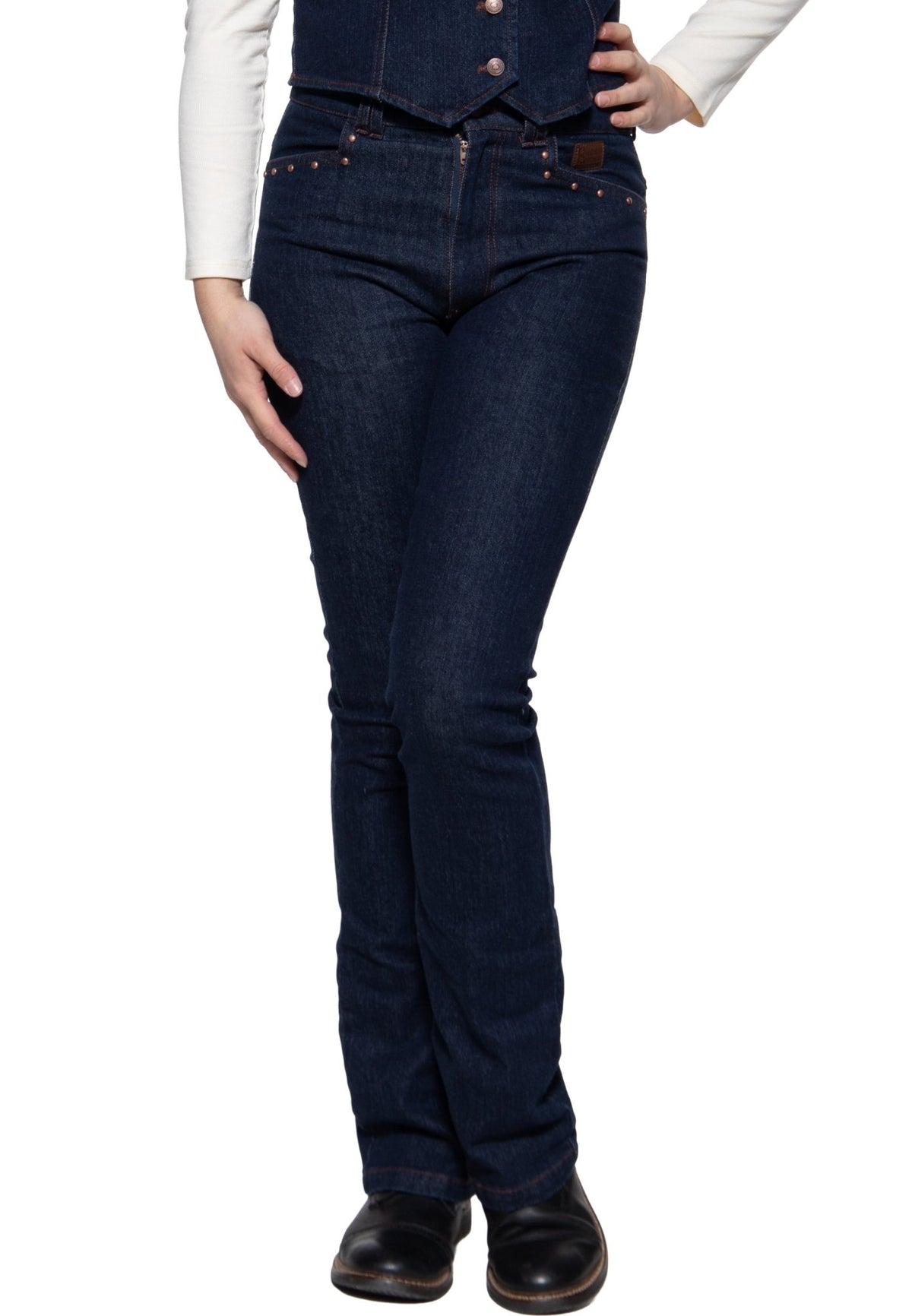 Damen Hose Bootcut Jeans "Ruby" in Dark Blue Wash – Hose von Queen Kerosin - Ansicht 1
