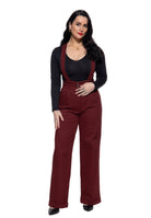 Damen Hose High-Waist Wide-Leg Dungarees in Bordeaux – Hose von Queen Kerosin - Ansicht 1