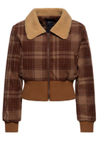 Damen jacke Cropped flanell with teddy collar in Brown – Jacke von Queen Kerosin - Ansicht 1
