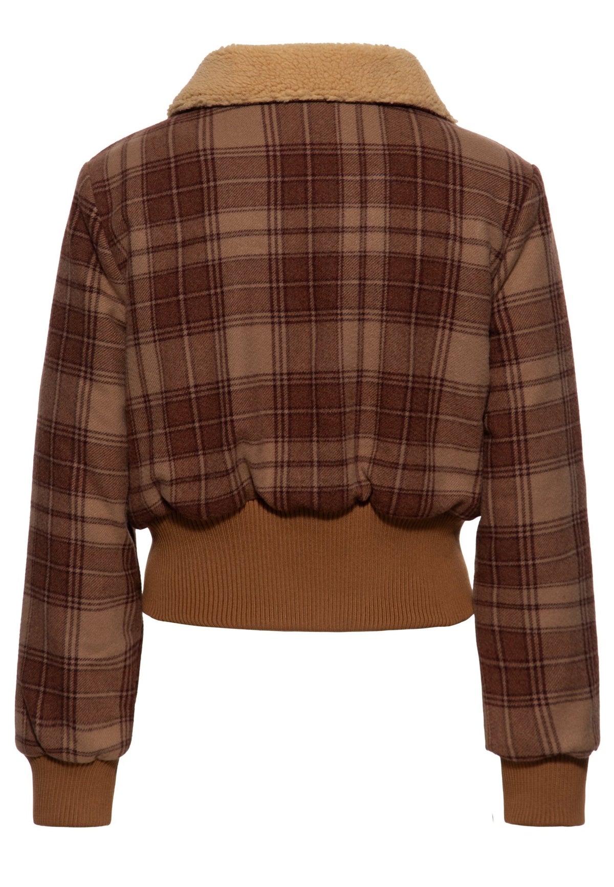 Damen jacke Cropped flanell with teddy collar in Brown – Jacke von Queen Kerosin - Ansicht 2