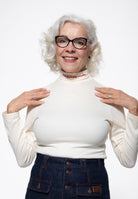 Damen Longsleeve turtleneck in Off White – Langarmshirt von Queen Kerosin - Ansicht 2