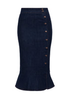 Damen Pencil Rock in Dark Blue Wash – Denim Rock von Queen Kerosin - Ansicht 1