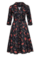 Damen Swingkleid "cherries & roses" in Black – Swingkleid von Queen Kerosin - Ansicht 1