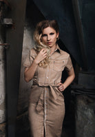 Queen Kerosin - Denim Bleistiftkleid in Vintage - Optik