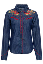Queen Kerosin - Denim - Bluse im Western - Style