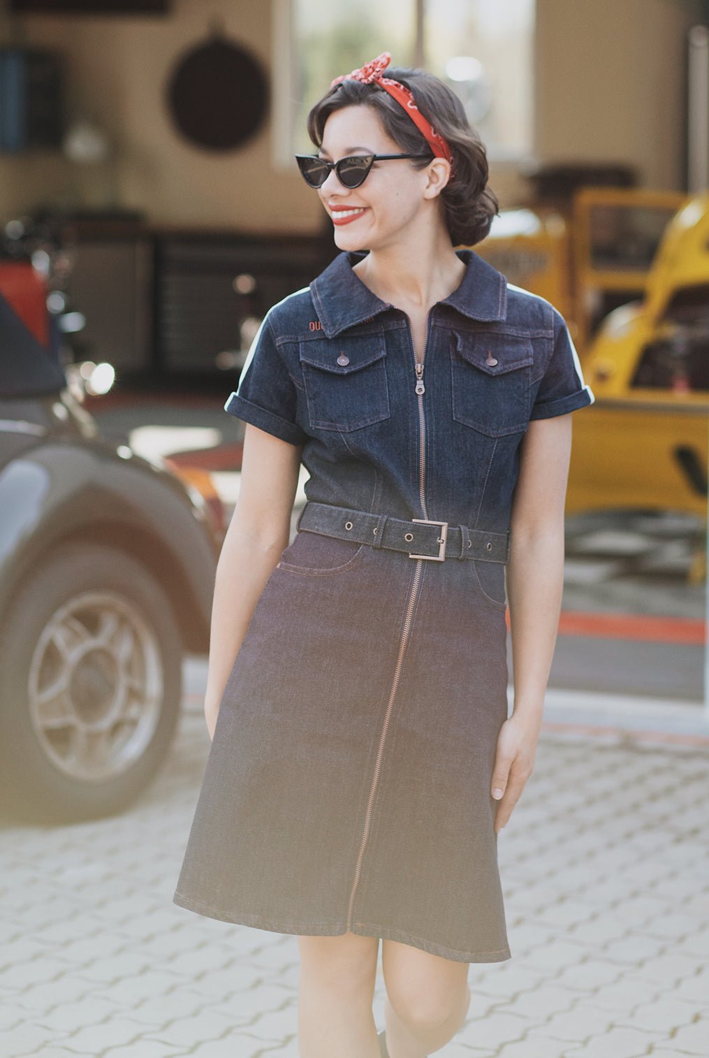 Denim Kleid 'Racing Queen' in Dunkelblau Kleider von Queen Kerosin