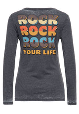 Enzym Wash Langarmshirt «Rock Your Life» Langarmshirts von Queen Kerosin