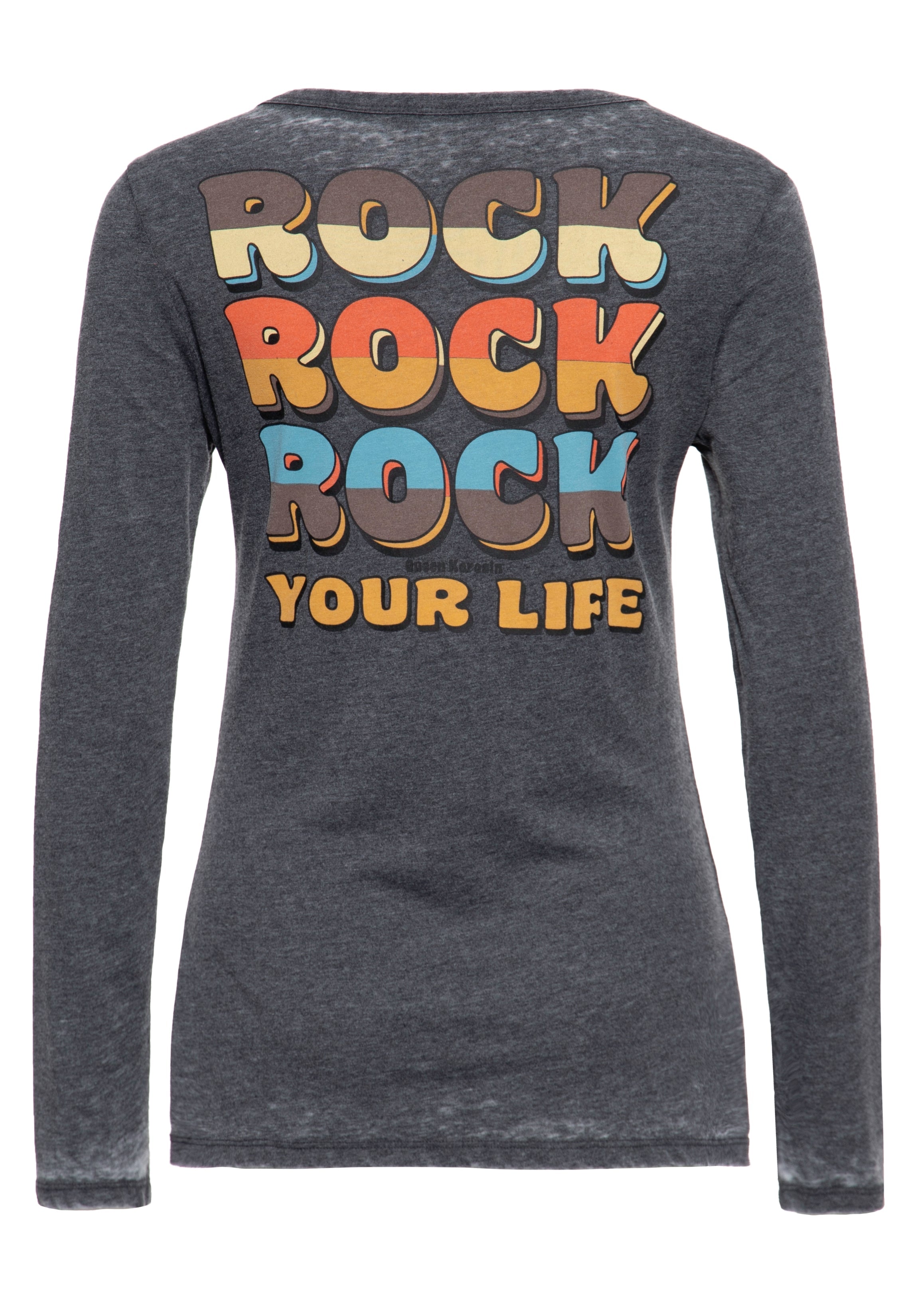 Queen Kerosin - Enzym Wash Langarmshirt «Rock Your Life»