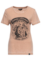 Enzym Wash T-Shirt «Hasta La Muerte» T-Shirts von Queen Kerosin
