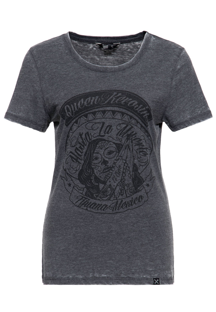 Queen Kerosin Enzym Wash T-Shirt «Hasta La Muerte»