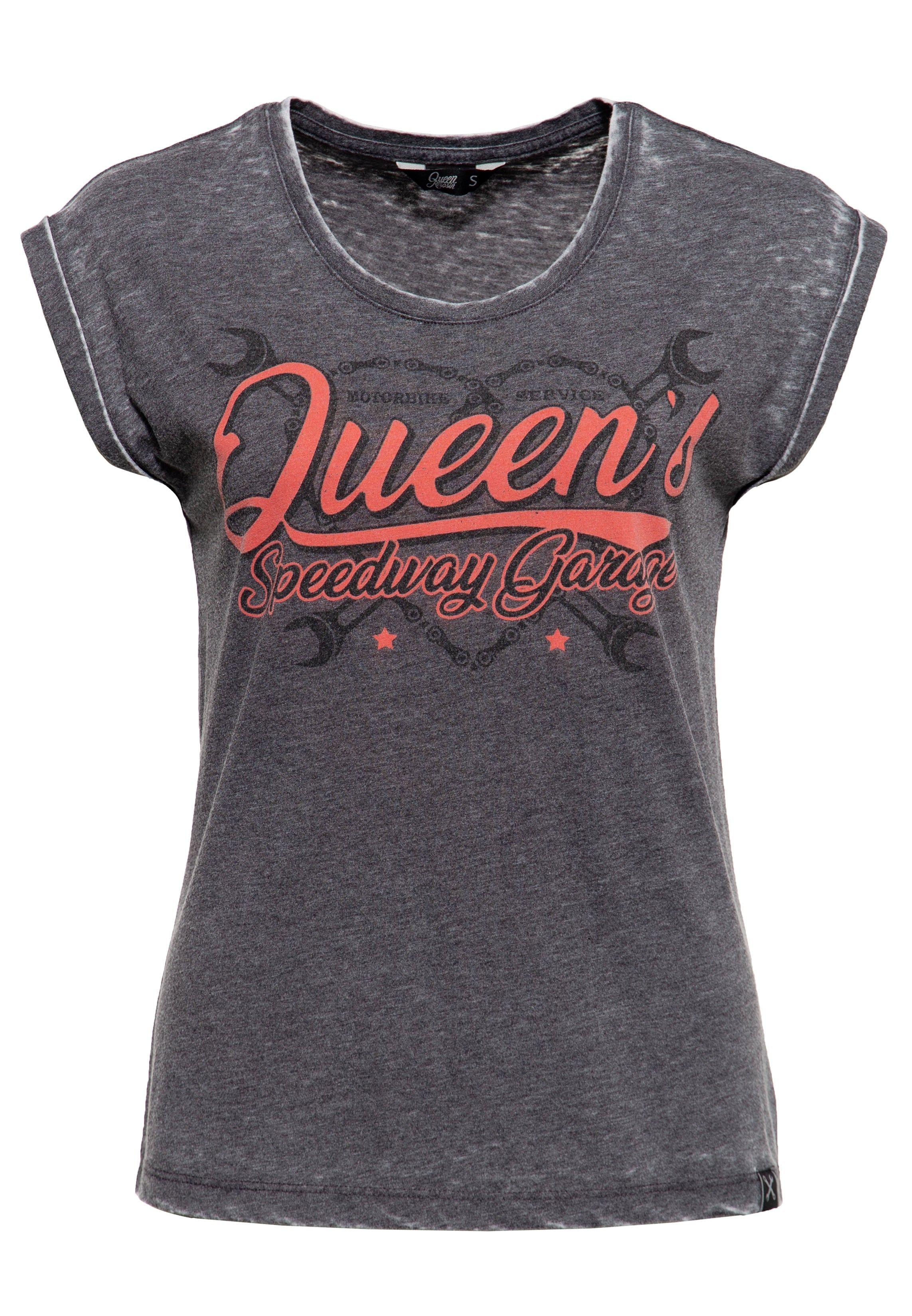 Enzyme Washed T-Shirt «Queen's Speedway Garage» T-Shirts von Queen Kerosin