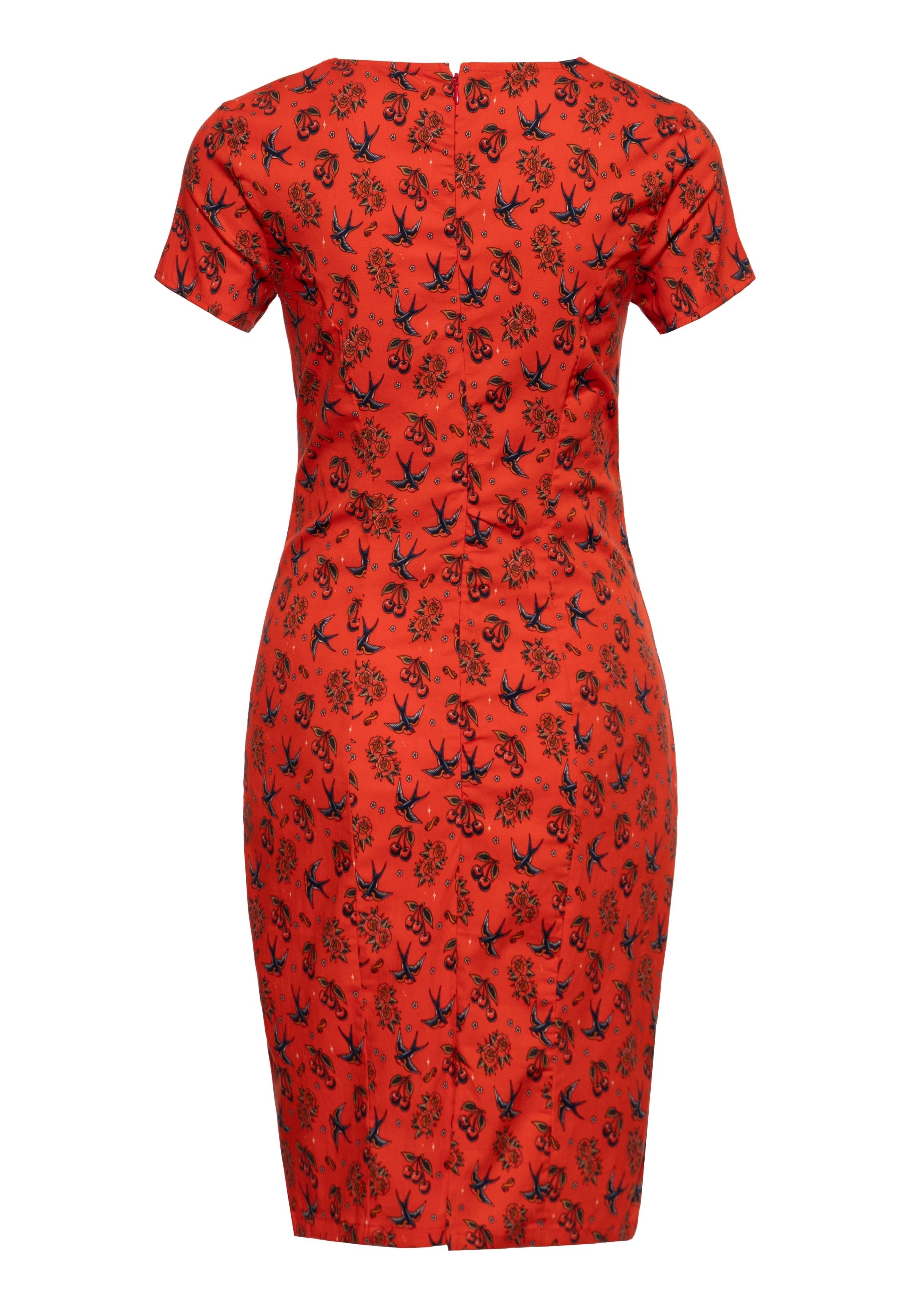 Etuikleid 'Cherries & Roses' in Rot Kleider von Queen Kerosin