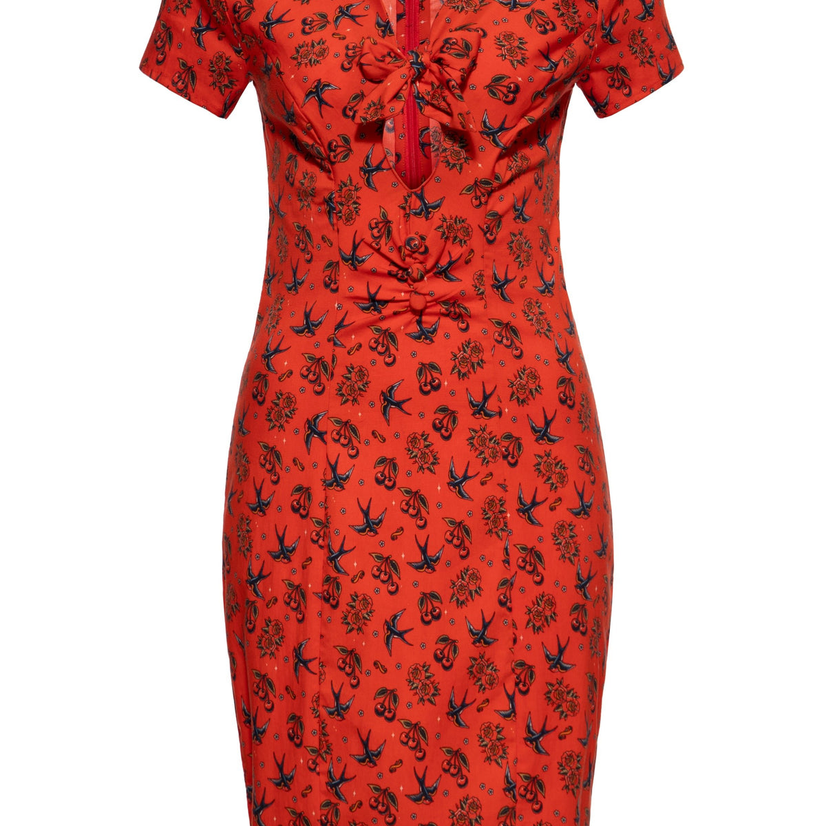 Kin Poloold Roses Etuikleid 'Cherries & Roses' in Rot | Queen Kerosin – KING KEROSIN