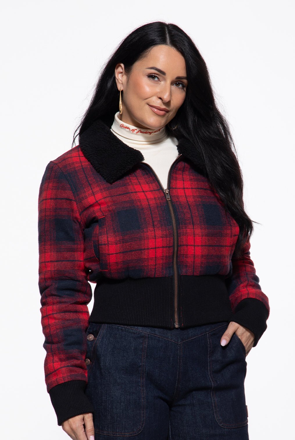Flanelljacke in Rot – Blousonjacken von Queen Kerosin - Ansicht 1