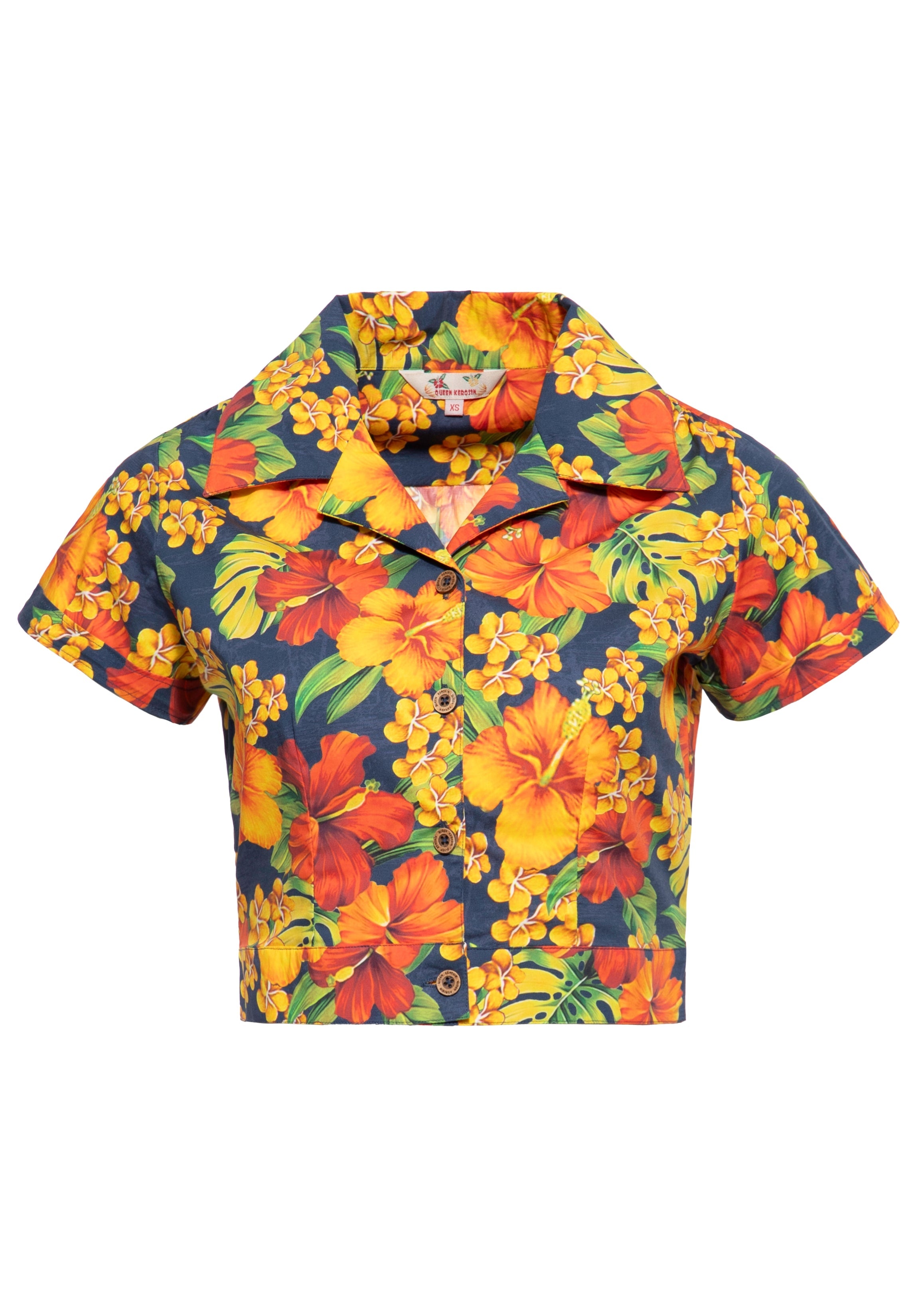 Queen Kerosin - Hawaiibluse «Hibiskus»