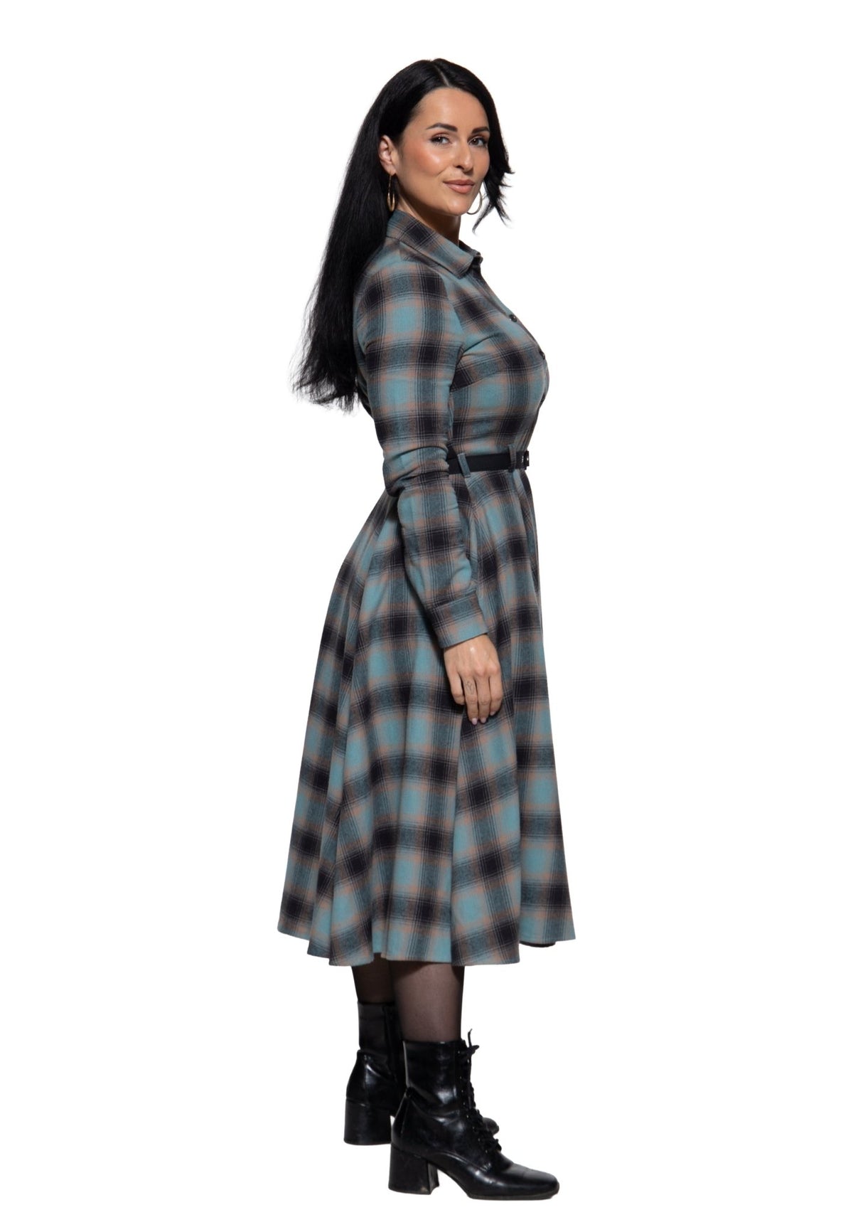 Hemdblusenkleid 'Jayne' in Petrol – Kleider von Queen Kerosin - Ansicht 9