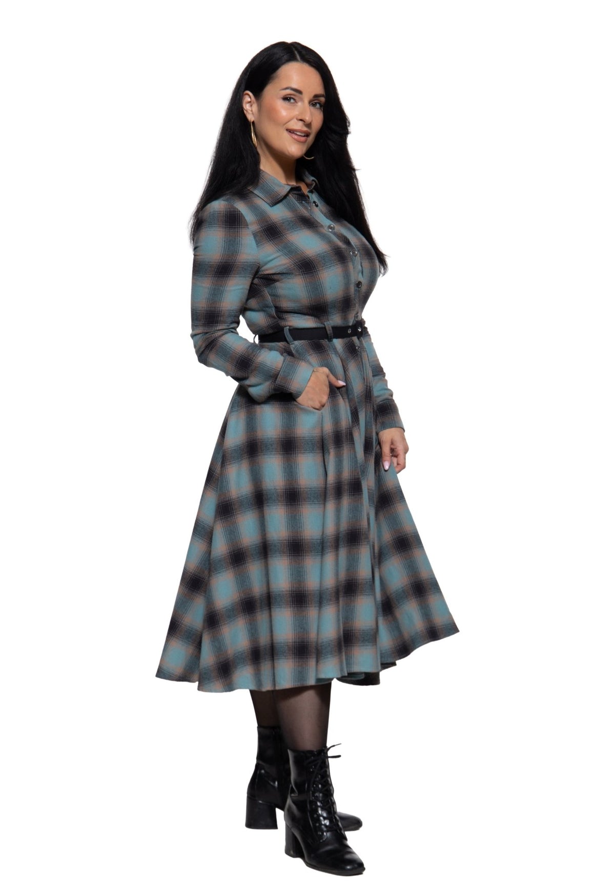 Hemdblusenkleid 'Jayne' in Petrol – Kleider von Queen Kerosin - Ansicht 10