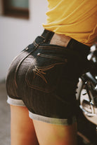 Queen Kerosin - High - Waist Denim Shorts