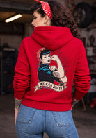 Hoodie 'We Can Do it' in Rot Kapuzenpullover von Queen Kerosin