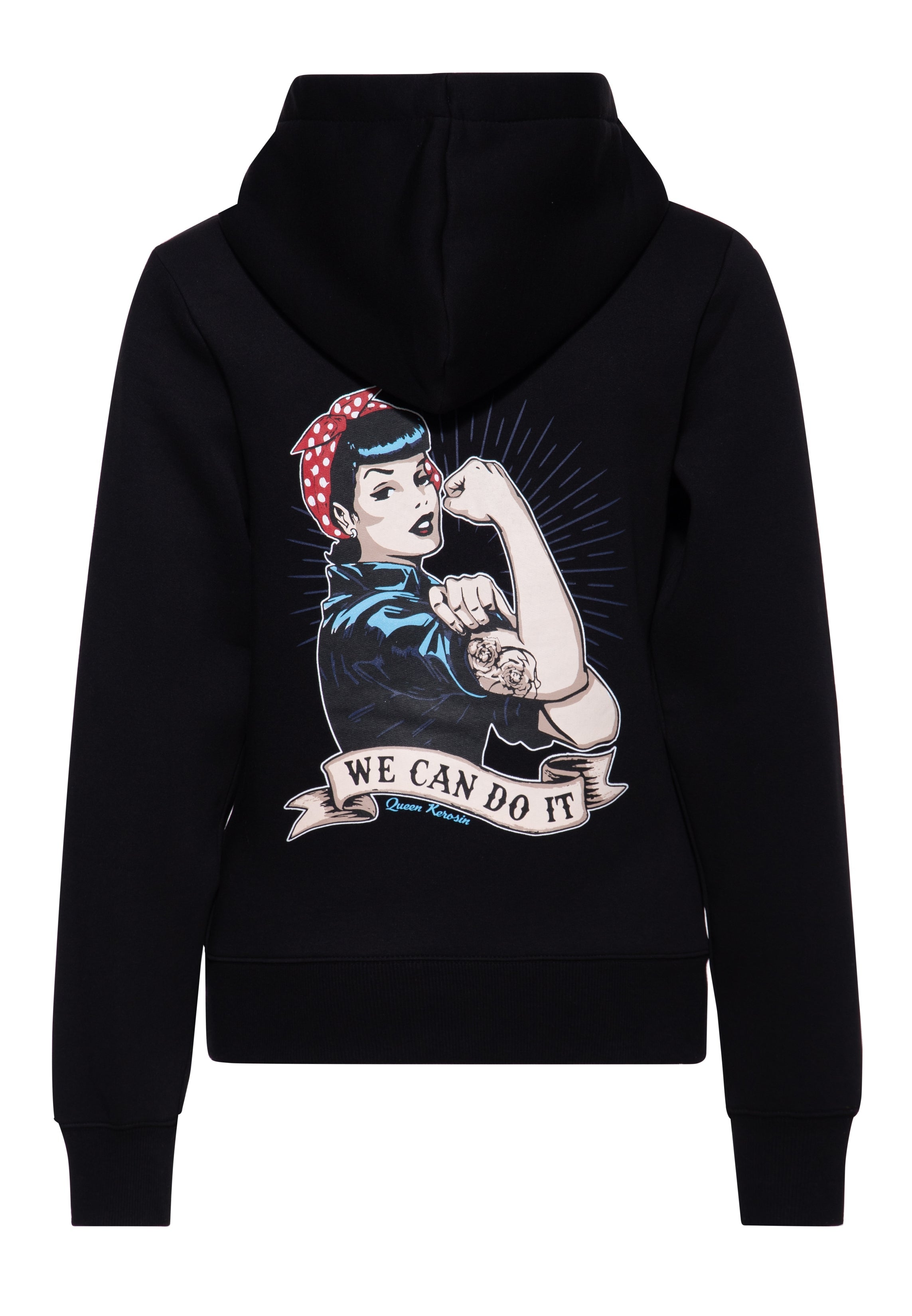 Hoodie 'We Can Do it' in Schwarz Kapuzenpullover von Queen Kerosin