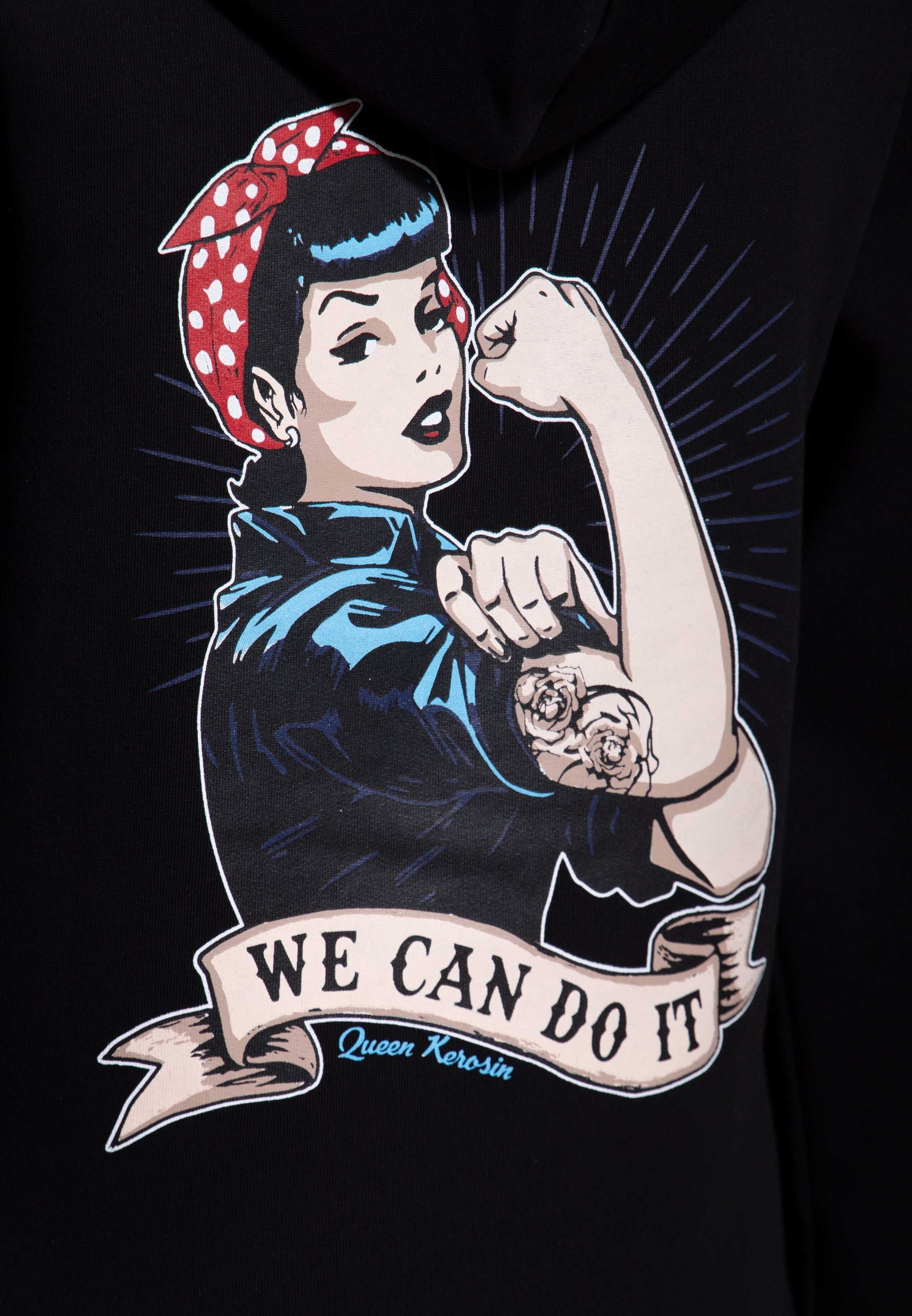 Hoodie 'We Can Do it' in Schwarz Kapuzenpullover von Queen Kerosin