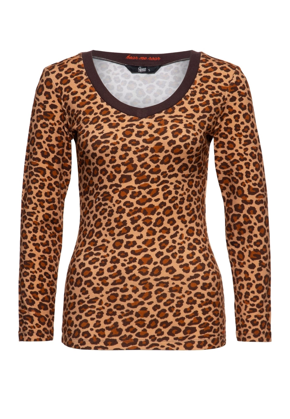 Langarmshirt 'Hear Me Roar' in Camelfarben – Langarmshirts von Queen Kerosin - Ansicht 1