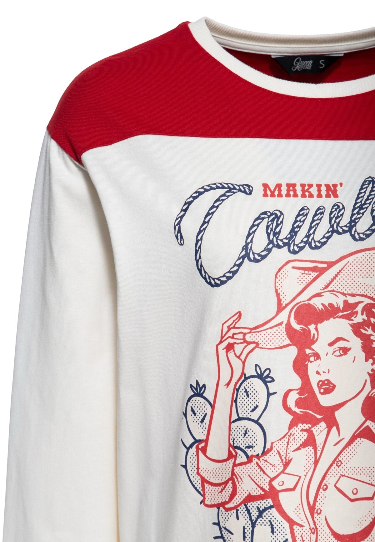 Langarmshirt 'Makin' Cowboys Cry' in Naturweiß – Langarmshirts von Queen Kerosin - Ansicht 3